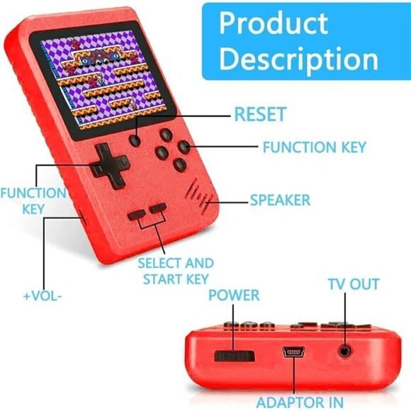 Retro Handheld 400 NES SNES Classic Games Console System Handheld Portable RED - Picture 3 of 6